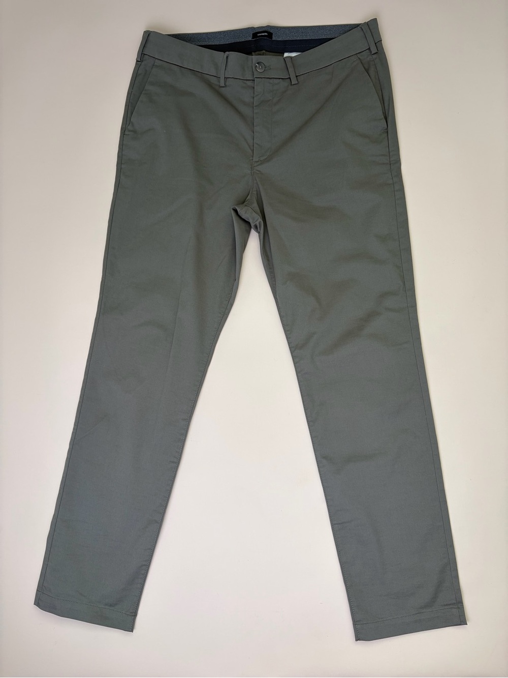 Express Men’s Hyper Stretch Slim Chino Pants Olive Gray 34x32